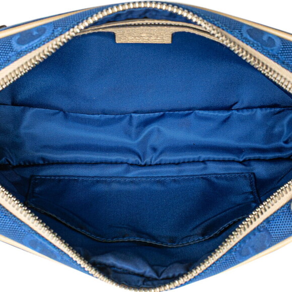 Gucci GG the Grid Belt Bag Body Blue Beige Leather - Picture 7 of 10
